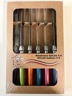 Jean Dubost Laguiole Steak Knives Set of 6 Multicolor France NWT